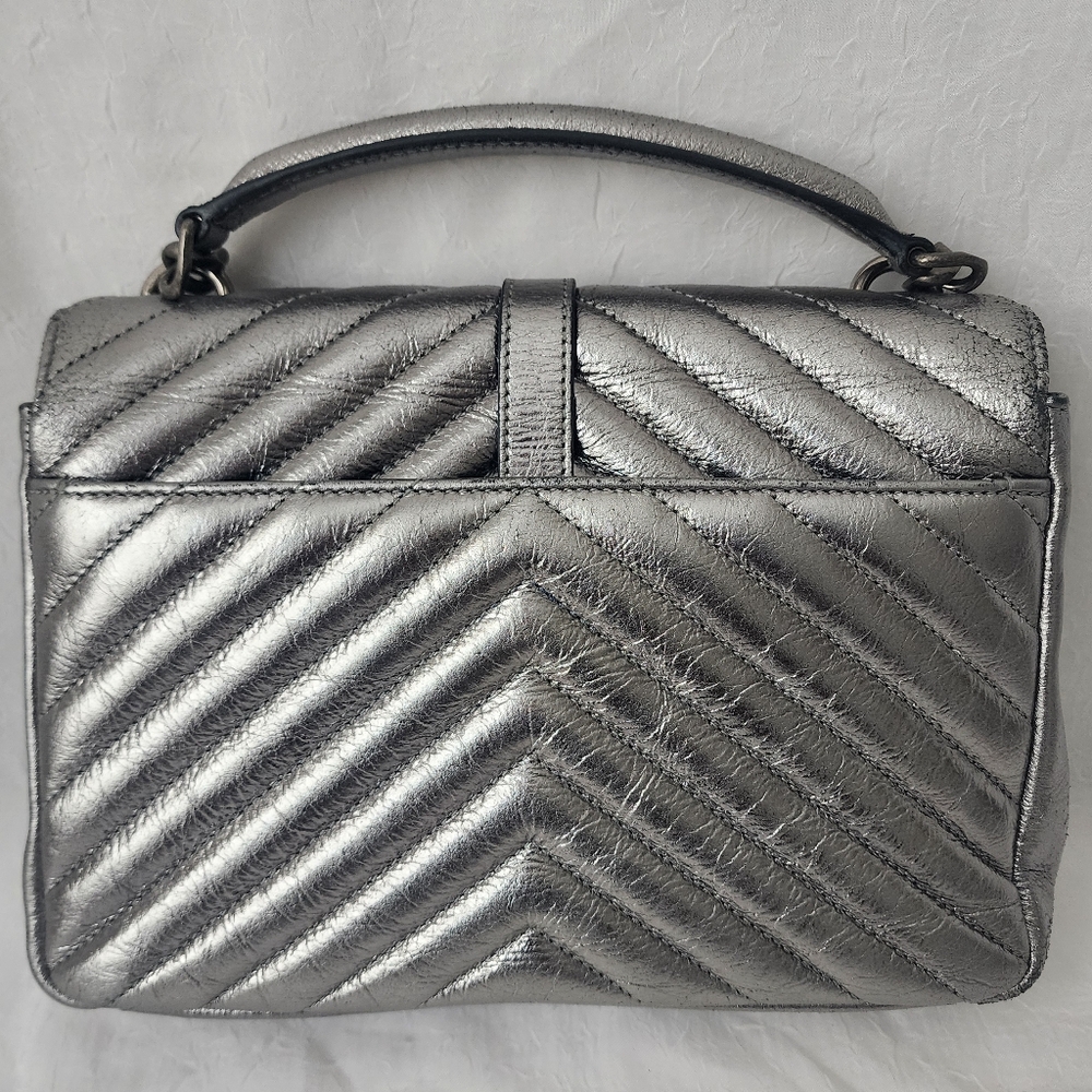 Auth YSL Saint Laurent Classic Monogram College Metallic Bag - Picture 3 of 11